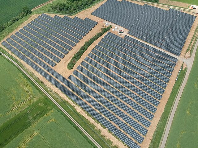 Bird's-eye view of the Osterburken solar park