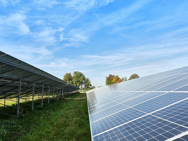 The Seckach solar park photographed from the side.